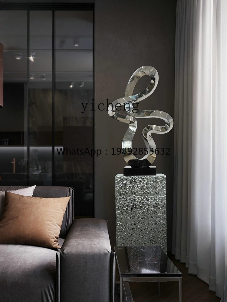 

DF Abstract Stainless Steel Sculpture Villa Entrance Living Room Lucky Ornament Club Aisle Floor Decoration