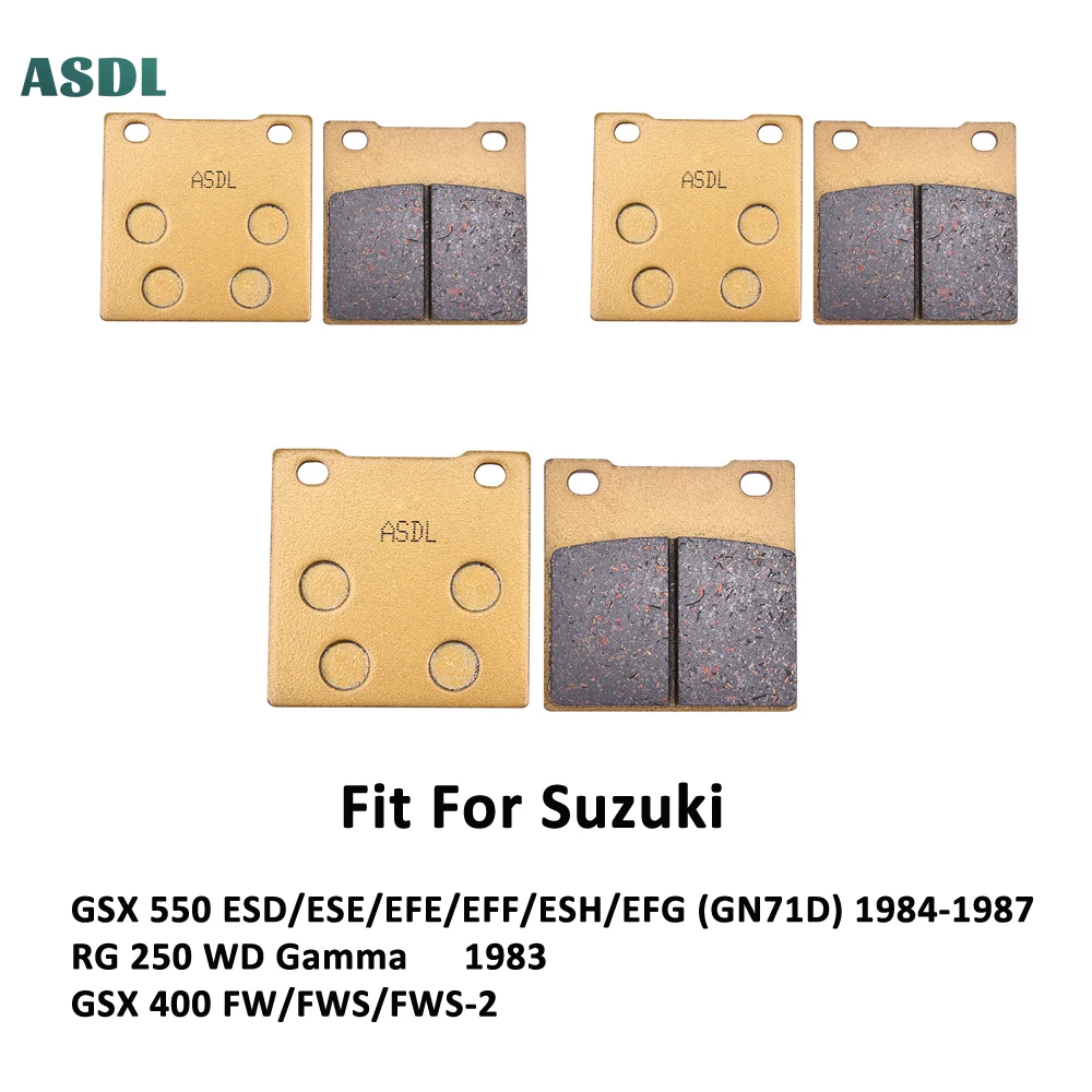 

Motorcycle Front And Rear Brake Pads Ceramic for Suzuki GSX 550 ESD/ESE/EFE/EFF/ESH/EFG GN71D 1984-1987 RG250 WD 1983 GSX400