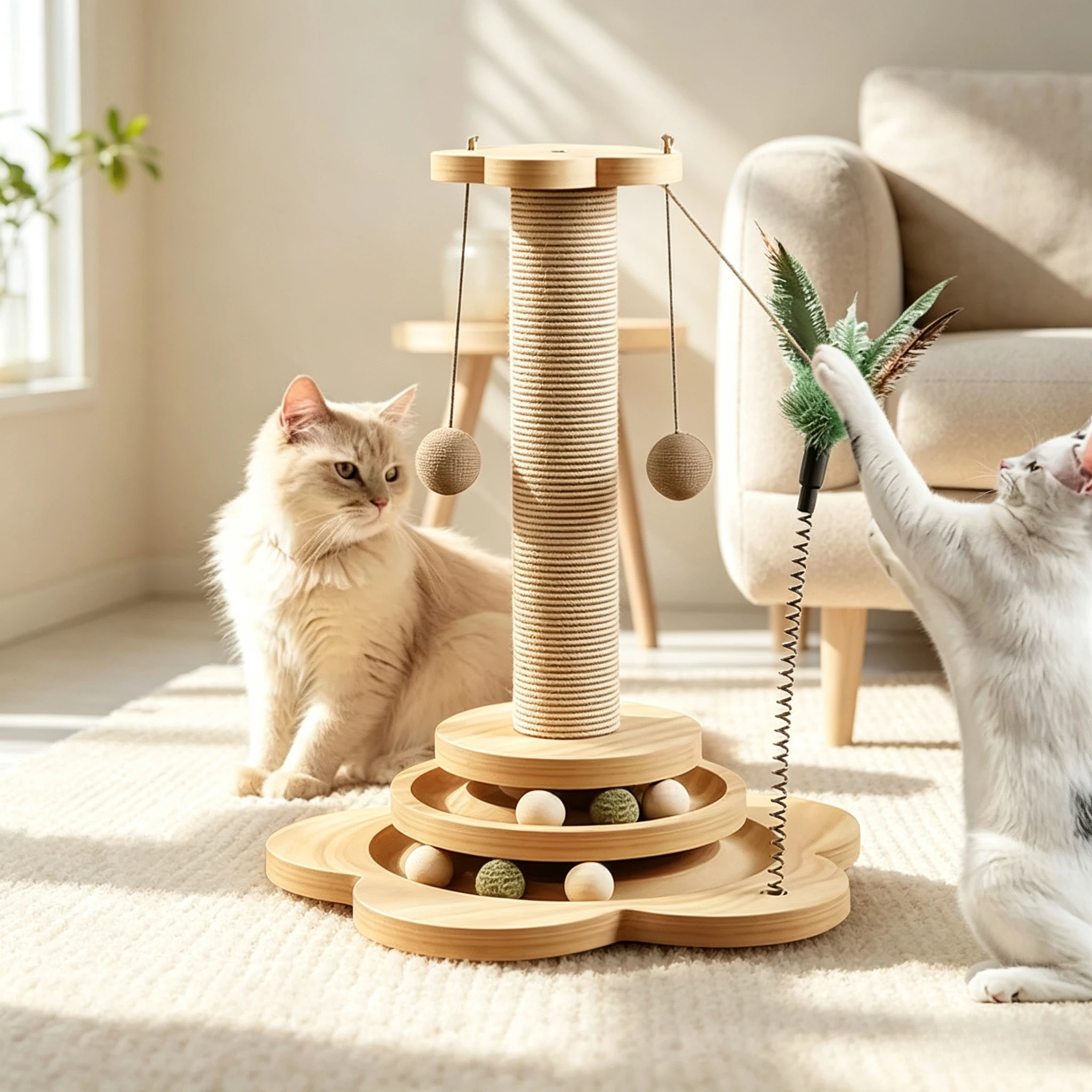 Wooden Multi-Level Cat Activity Tower 1