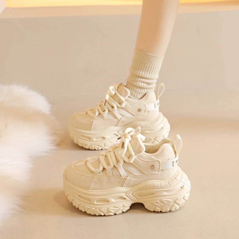 Thick Soled Dad Shoes, Women's Shoes, Spring Versatile Ins, Trendy, Height Increasing, Sports Sponge Cake Casual Shoes for Women