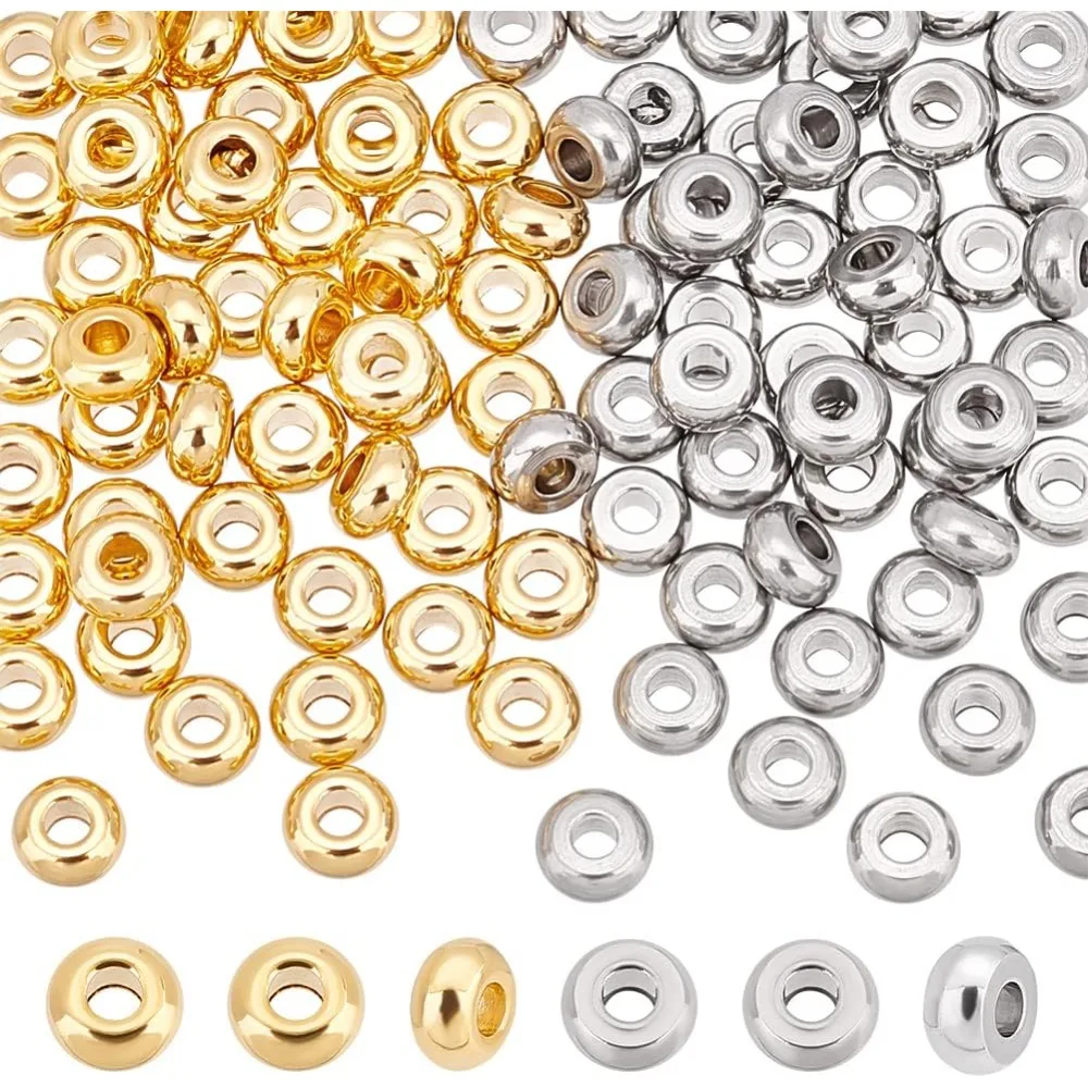 

About 100pcs 2 Colors 4mm Tiny Flat Round Spacer Beads Stainless Steel Beads Bead Spacers Metal Bead Smooth Beads for Jewelry