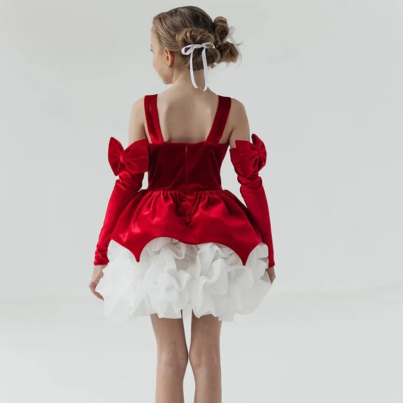 Velvet Baby Girl Princess Tutu Dress With Bow Infant Toddler Child Ruffle Vestido Christmas Party Baby Clothes 6M-14Y Customized