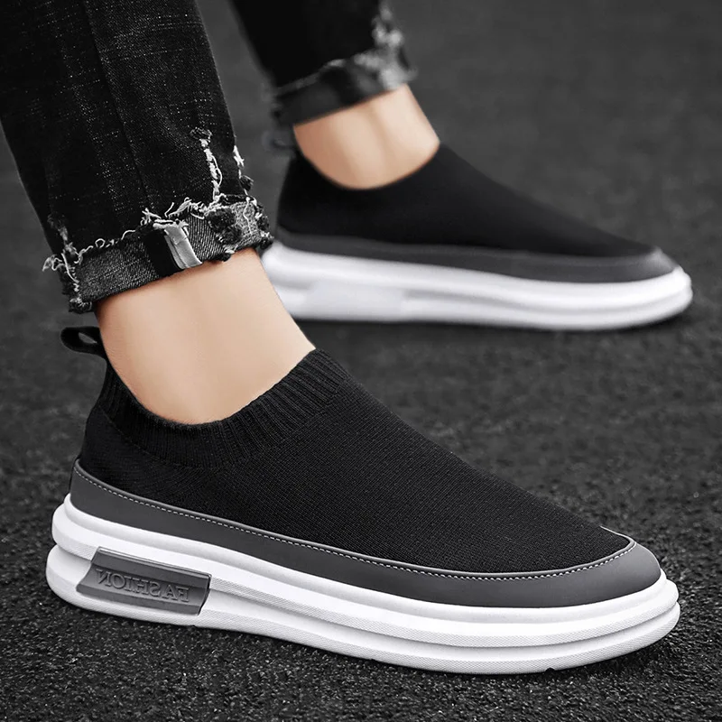 Men\'s Casual Sneaker Heighten Platform Round Toe Flat Heel Low Top All-match Slip-on Walking Fashion New Spring Autumn Main Push