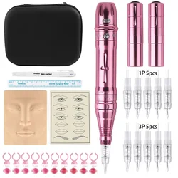 Portable Tattoo Machine Pen Eyebrow Lip Permanent Makeup Pen Semi-PMU Pens Eyebrow Lip Piercing Gun Microblading Supplies Kit