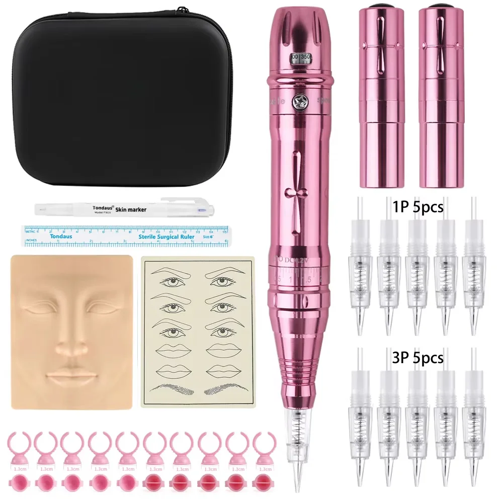 Portable Tattoo Machine Pen Eyebrow Lip Permanent Makeup Pen Semi-PMU Pens Eyebrow Lip Piercing Gun Microblading Supplies Kit