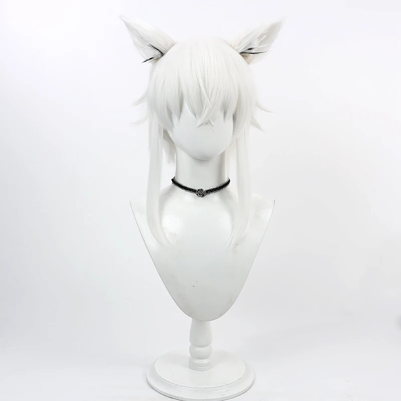 NIJISANJI Virtual YouTube Vtuber Shirakami Fubuki Cos Cosplay Wig Halloween Carnival Party Props Synthetic Hair + Wig Cap