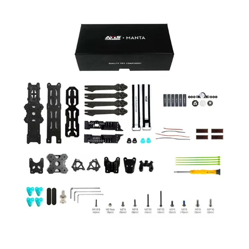 Axisflying MANTA 3,6 inch Squashed-X koolstofvezel framekit wielbasis 162 mm geschikt voor Gemfan-3630 Prop 3,6 "Freestyle Drones