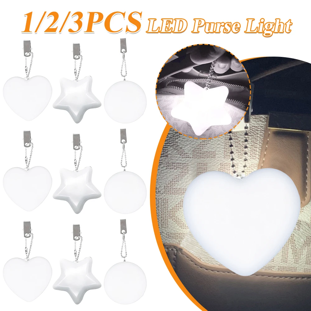 

1-3PCS LED Handbag Light Bag Lamp Heart Round Star Shaped Touch Sensor Purse Night Light with Keychain Clip Xmas Gifts for Women
