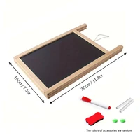 1pc Double-sided Foldable Advertising Drawing Board, Erasable Teaching Chalkboard, Wood Frame Blackboard, Dry Erase Whiteboard 5