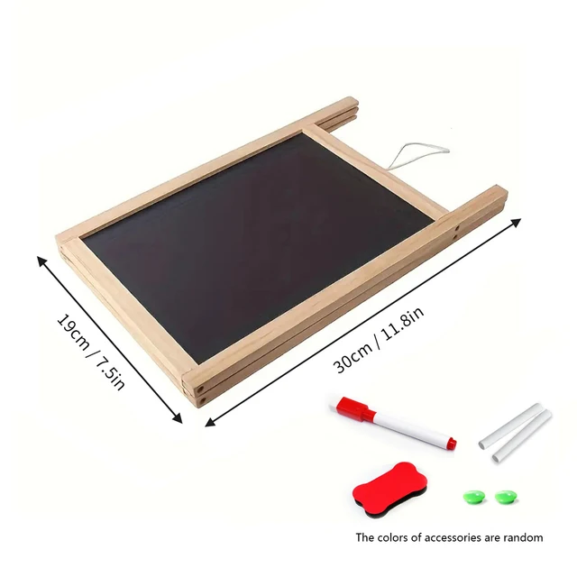1pc Double-sided Foldable Advertising Drawing Board, Erasable Teaching Chalkboard, Wood Frame Blackboard, Dry Erase Whiteboard 5