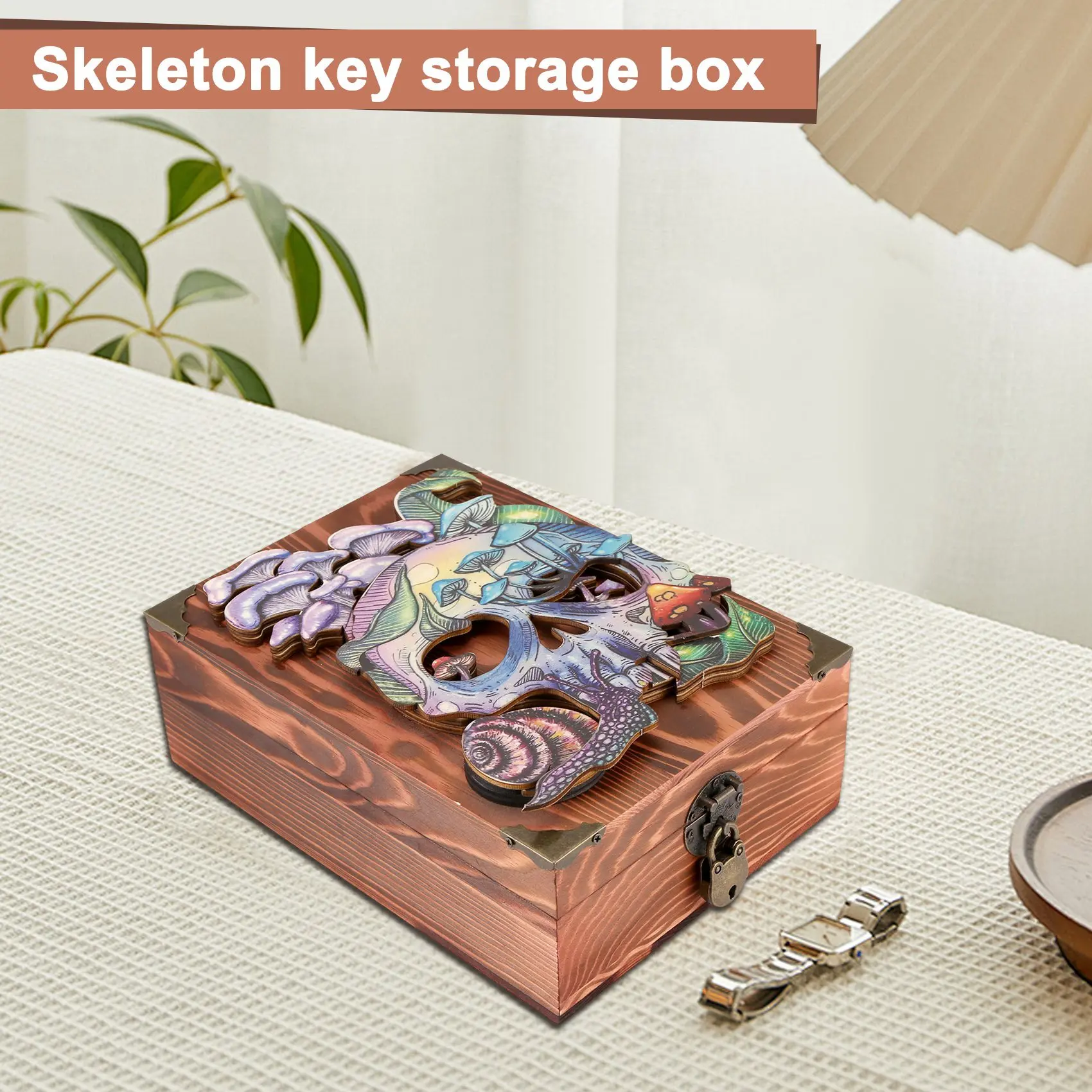

Wood Chest Storage Trunk Vintage Jewelry Organizer Box Decorative Wood Chest For Earrings Brooch Pendant & Hairpin