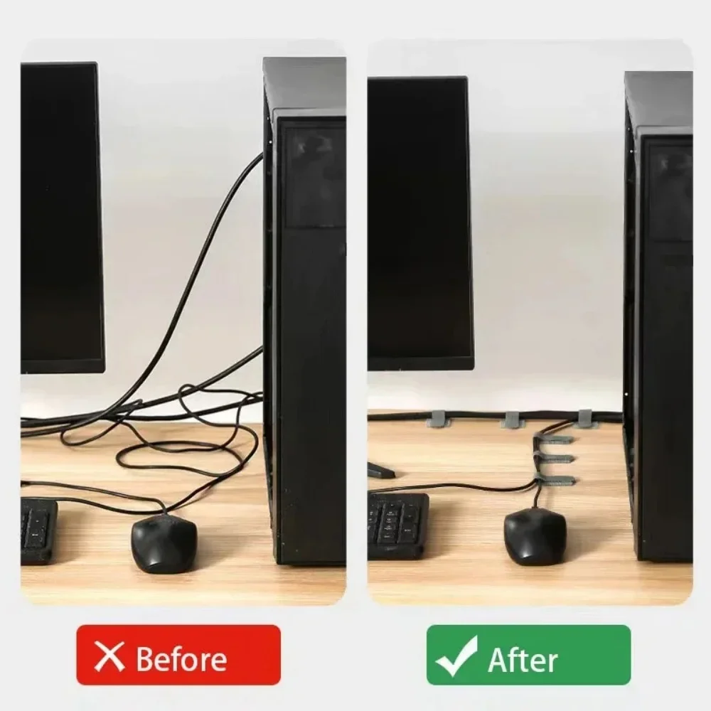 Self Adhesive Reusable Cable Ties Velcro Fastening Wire Organizer Adjustable Cord Holder for Desk Power Cord Management image 5