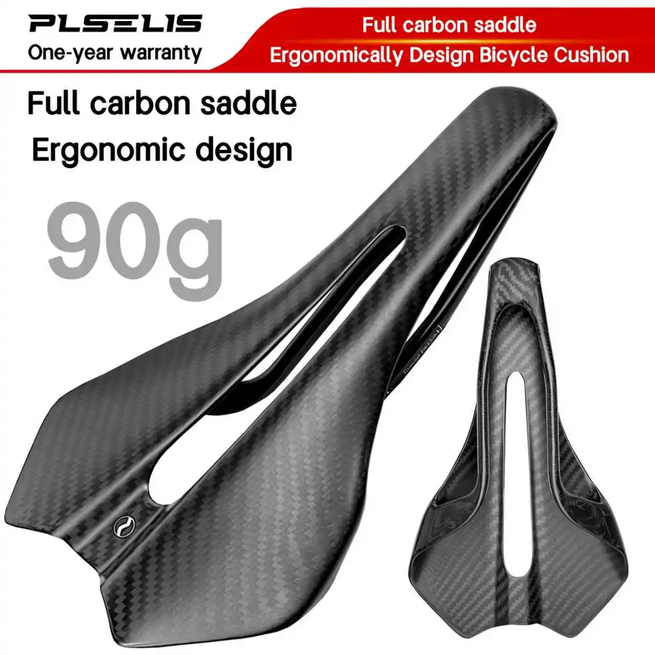 

Plselis Road Bicycle Saddle Lightweight Carbon Fiber 90g Bicycle High Elastic Seat Comfortable Shock Absorbing Accessories