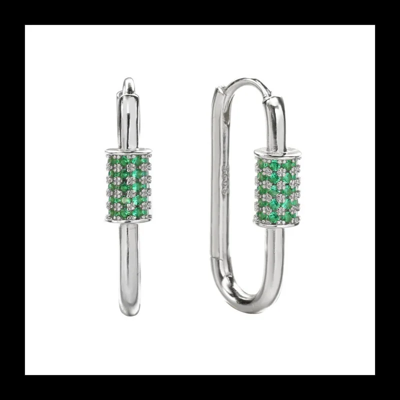 패션 니치 감성 기하학 핀 모양 폭발적인 인기 귀걸이 마이크로 인레이드 지르콘 속이 빈 귀걸이 여성용