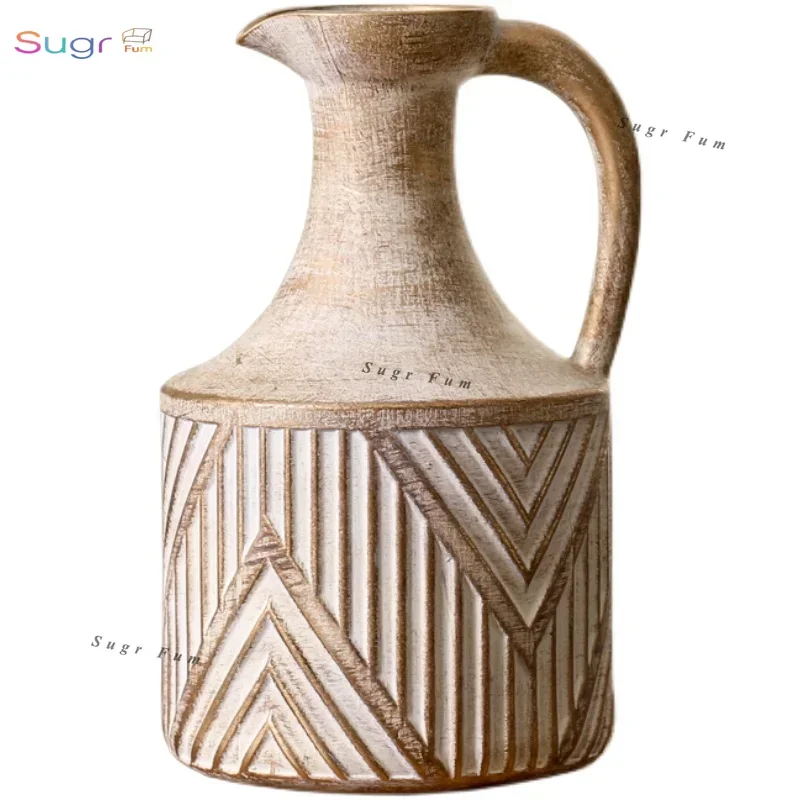 

Ретро американская пасторальная ваза для сушеных цветов, керамическая старая цветочная композиция, устройство с одним ухом, горшок, украшение для дома