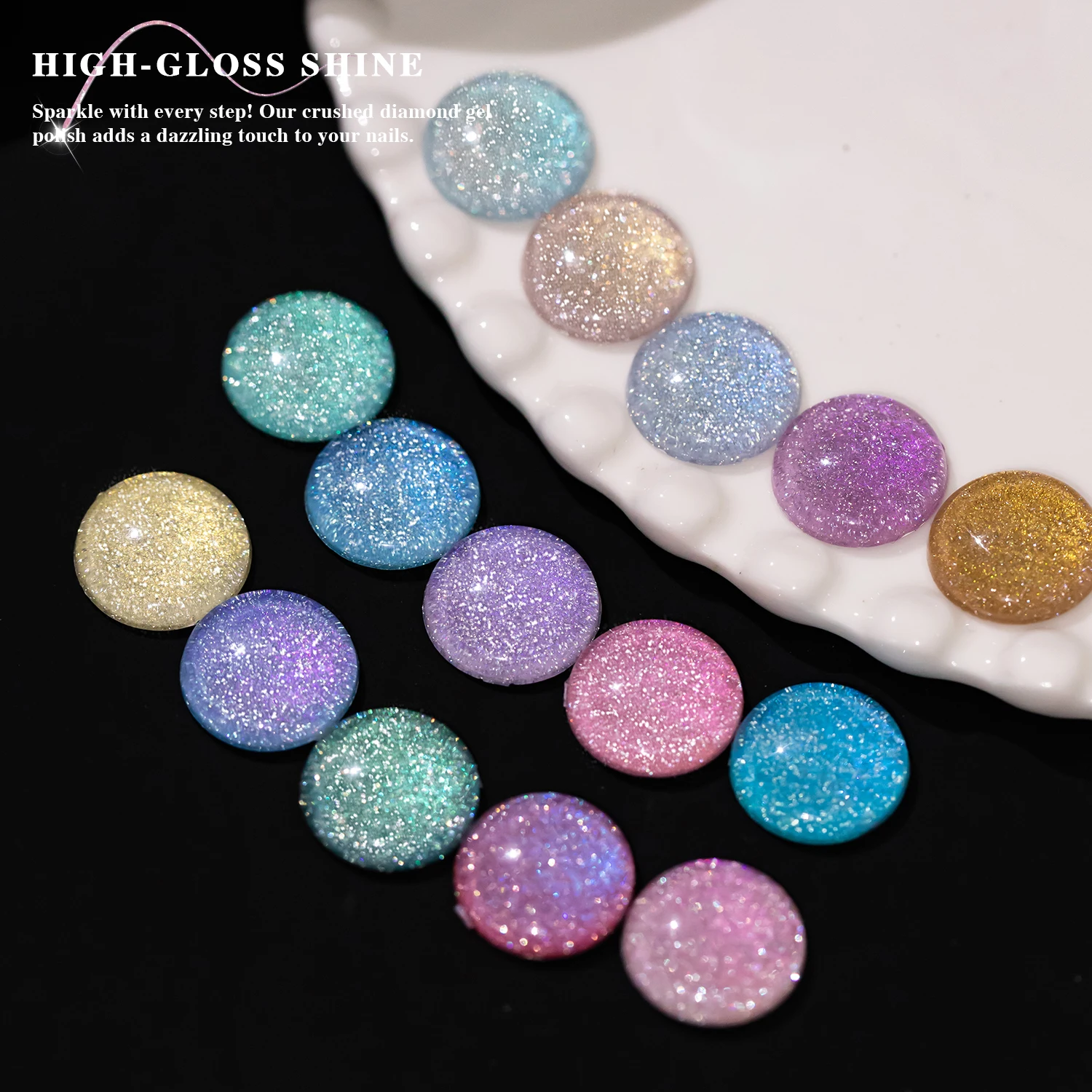 Vendeeni Vendita calda 15 colori Collezione di smalti gel da discoteca riflettenti TPO GRATUITO HEMA OEM / ODM Flash Diamond Glitter Gel Smalto per unghie