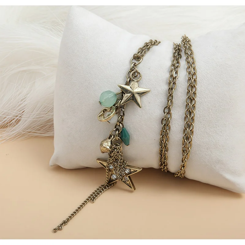 قلادة شرابة معدنية مطلية صديقة للبيئة مع المعلقات المتنوعة، تصميم فريد من نوعه سلسلة طويلة قلادة لمجوهرات الأزياء النسائية #5