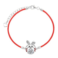 XRA009 Lefei Fashion Adjustable Classic Moissanite Lucky Red Rope Rabbit Bracelet Charms Women 925 Sterling Silver Party Jewelry