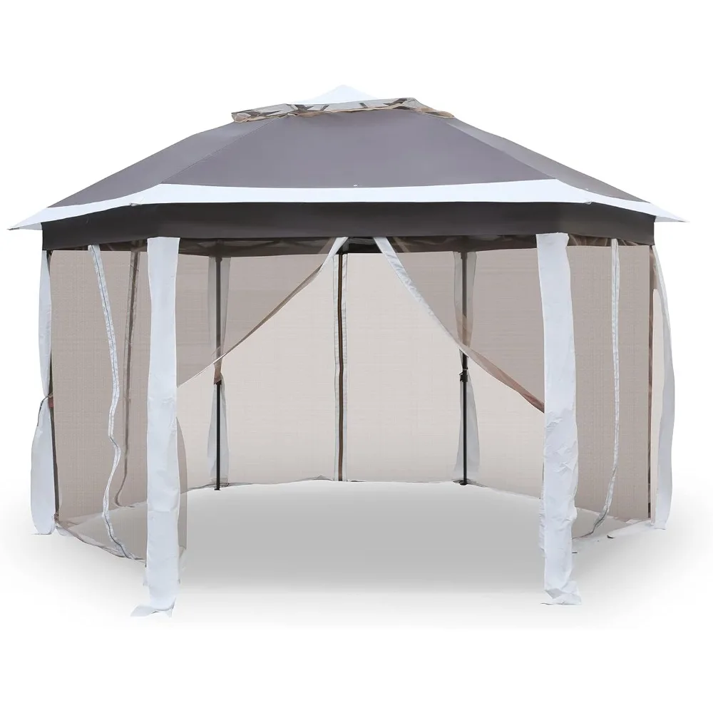 

Outdoor Pop up Gazebo Tent with Mosquito Netting,12'x 12'Instant Gazebos Canopy Shelter with Carrying Bag for Patio,Garden,Deck