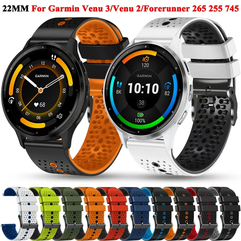 22 mm Silikon-Ersatzbänder für Garmin Forerunner 965 265 745 255 Musik-Sportarmband Vivoactive 4 Venu 3 2 Armband Correa