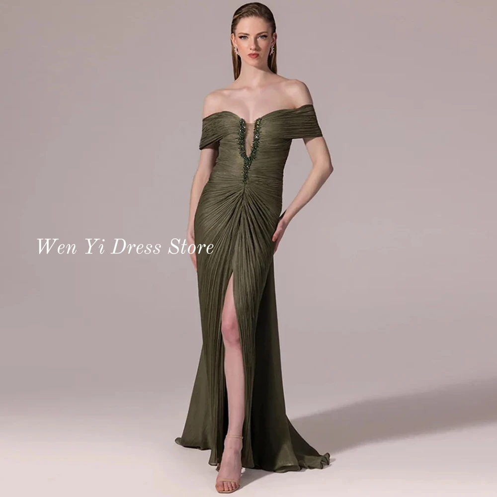 Fashion Lace Up Back Party Gowns Customized Evening Dresses High Quality Off the Shoulder Front Slit Homecoming Dresses image 5