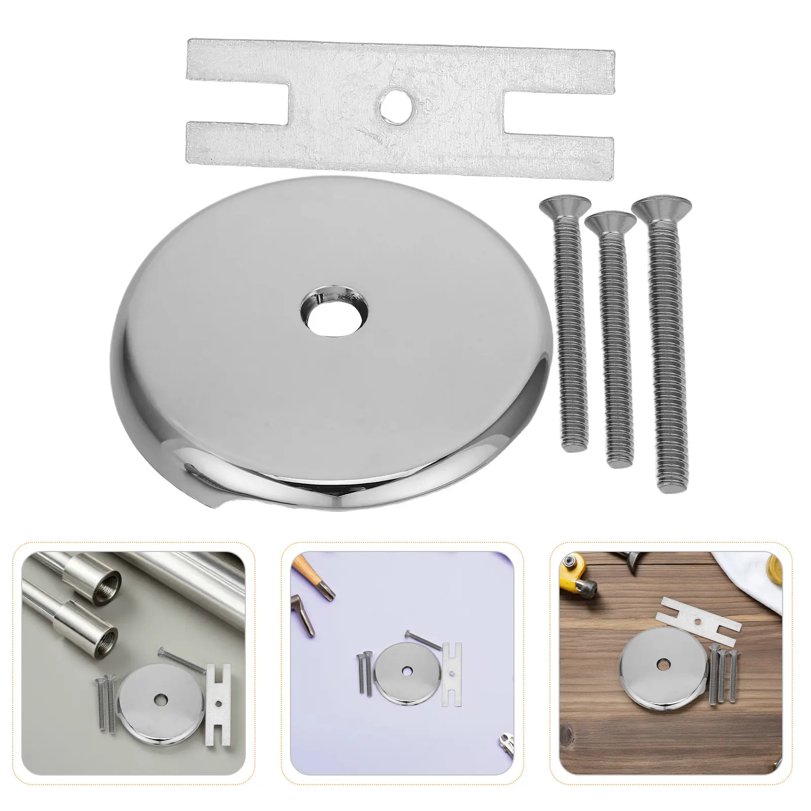 

2Set Bathtub Overflow Cover One Hole Drain Stopper Set with Screws for Bathroom Tub Drain Repair Leak Proof Easy Install