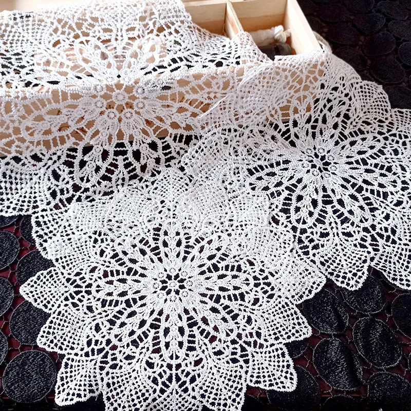 20/30/40cm Flower Embroidery Hollow Out Lace Placemat Heat Resistant Pad Cup Coaster Wedding Party Home Decor