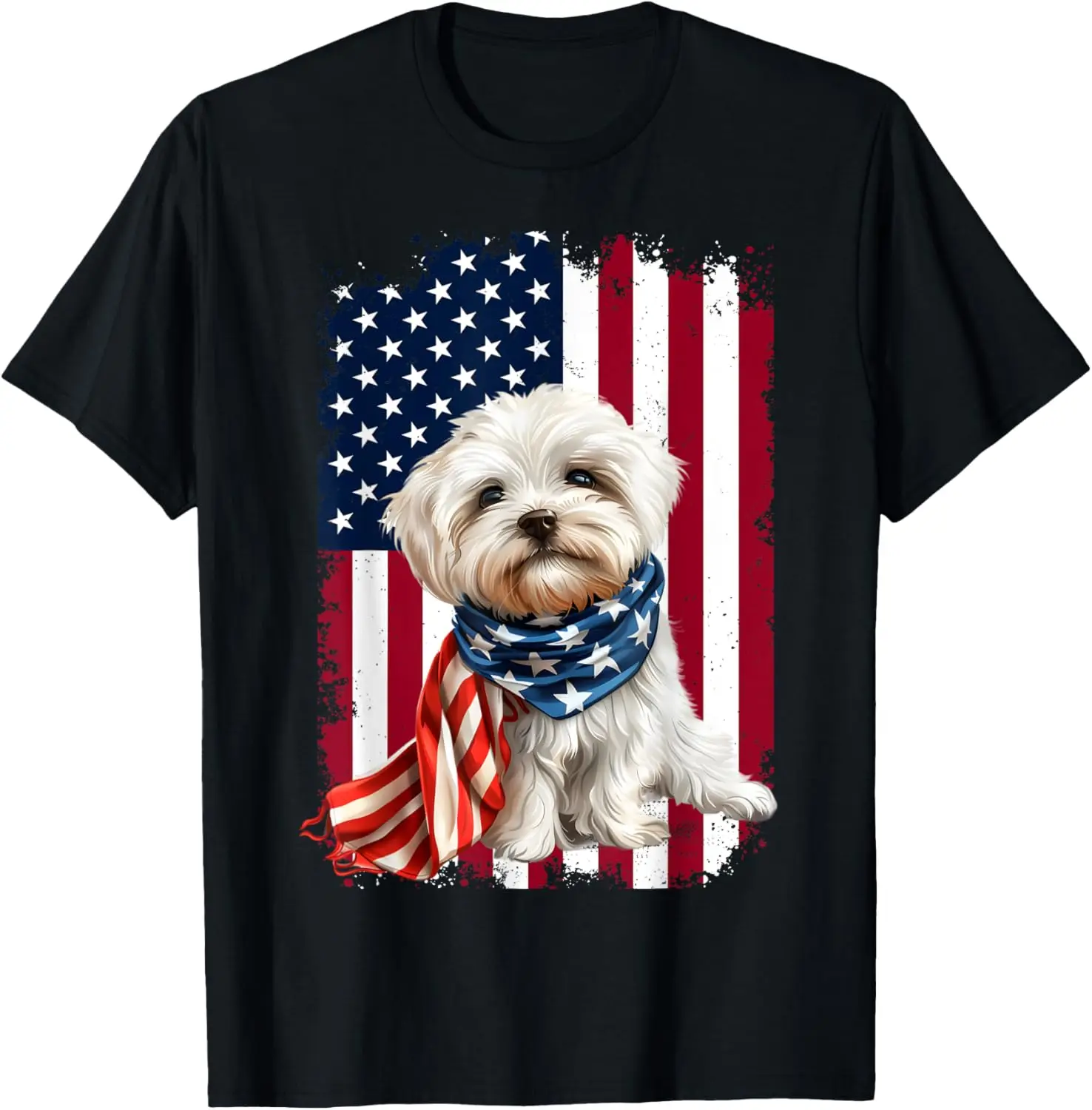 Maltese dog American Flag 4th Of July Maltese dog Lovers T-Shirt