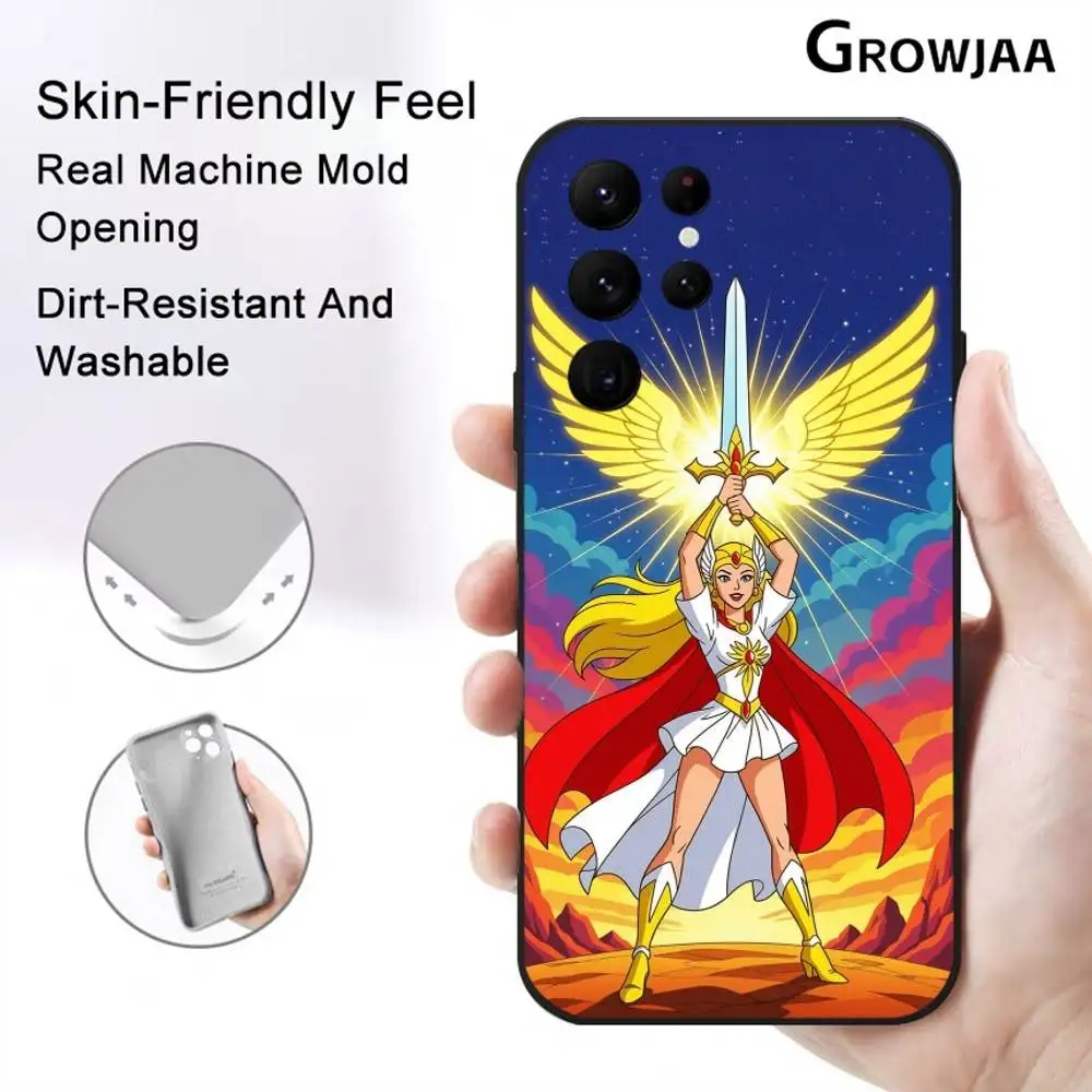 ヒーマン漫画風スマホケース サムスン Galaxy S25 S24 S22 S23 Ultra S21 S20 Plus 5G対応 フロスト加工 滑り止め フルソフトケース