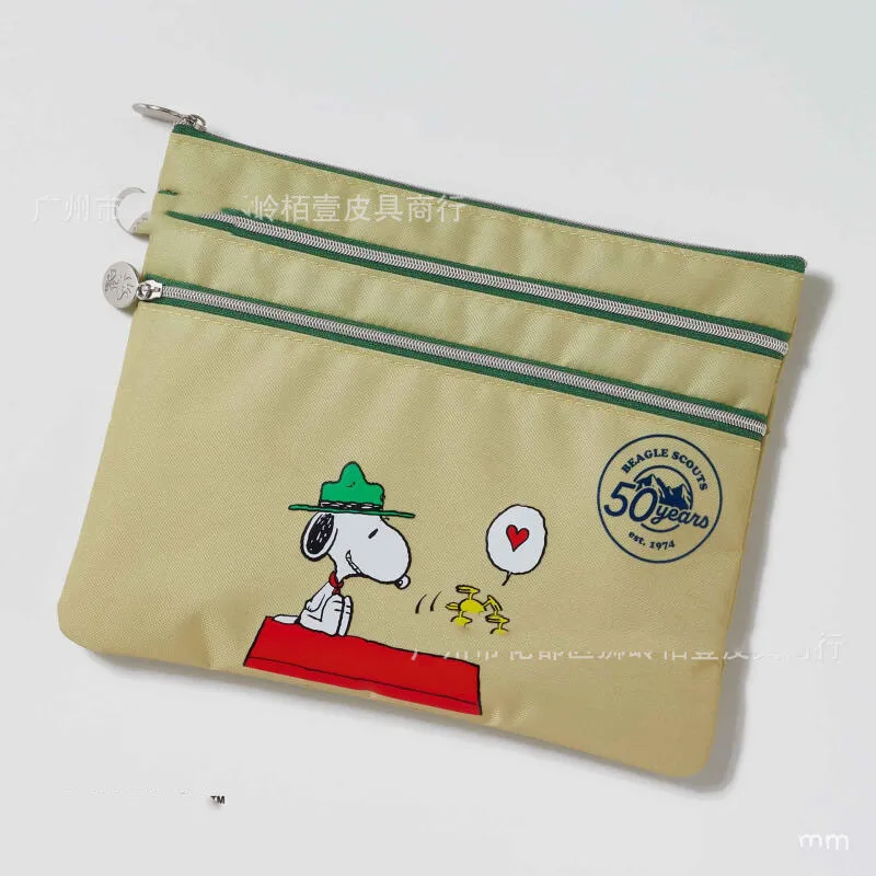 Kawaii Snoopy Cartoon Handbag Multi-Layer Document Storage Pouch Paper Certificate Organizer Daily Office School Souvenir Gift