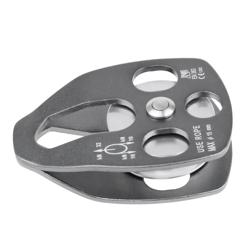 Aluminum Rescue Pulley Single Sheave CE Certified Climbing Gear Swing Plate Rigging for Mountaineering Rappelling