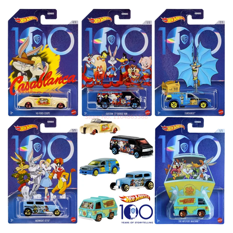 Hot Original Hot Wheels Cars Disney 100th Anniversary HMV73 Looney Tunes 1/64 Scale Miniature Cars Cart Collection Birthday Gift