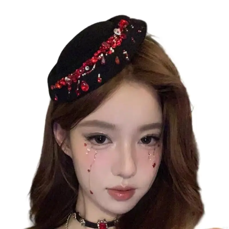 Pillbox Hat Rhinestones Top Hat Millinery Fascinator Base Hat for Women Halloween Wear Western Fedoras Hostesses Wear 