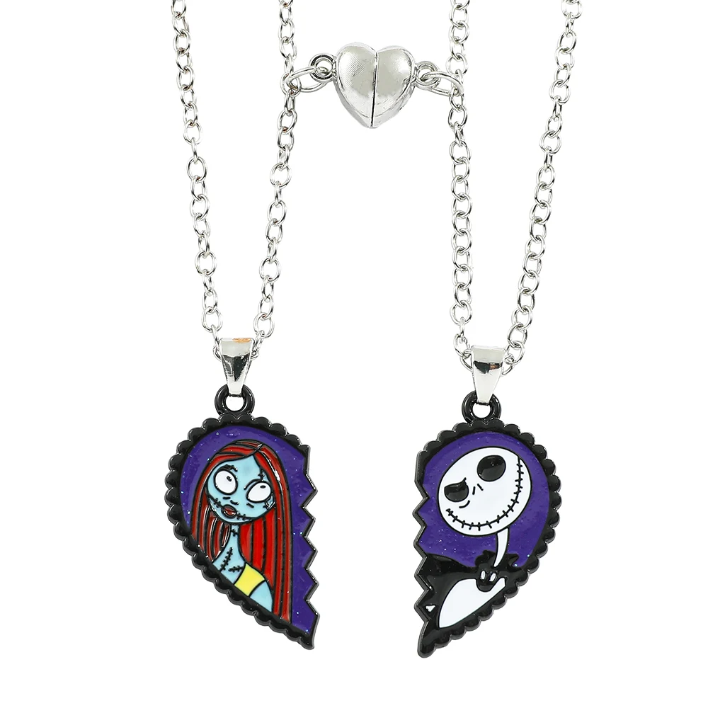 Disney The Nightmare Before Christmas Necklace Couple Jack and Sally Pendant Necklaces Christmas Cosplay Accessories Gifts