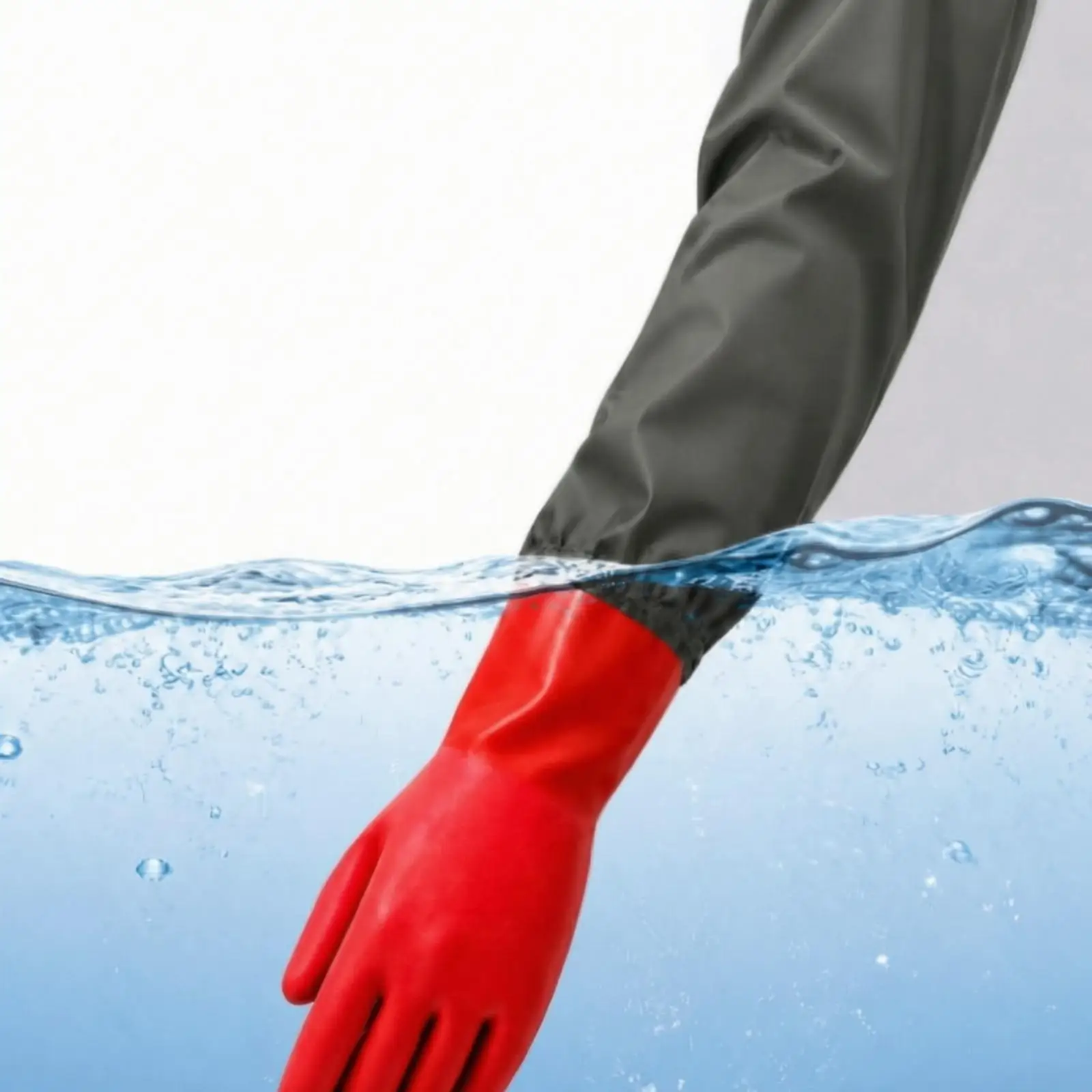 PVC Coated Work Gloves with Fleece Lining Waterproof Oil Proof Stain Resistant Long 70cm Cuff for Cold Wet Environments