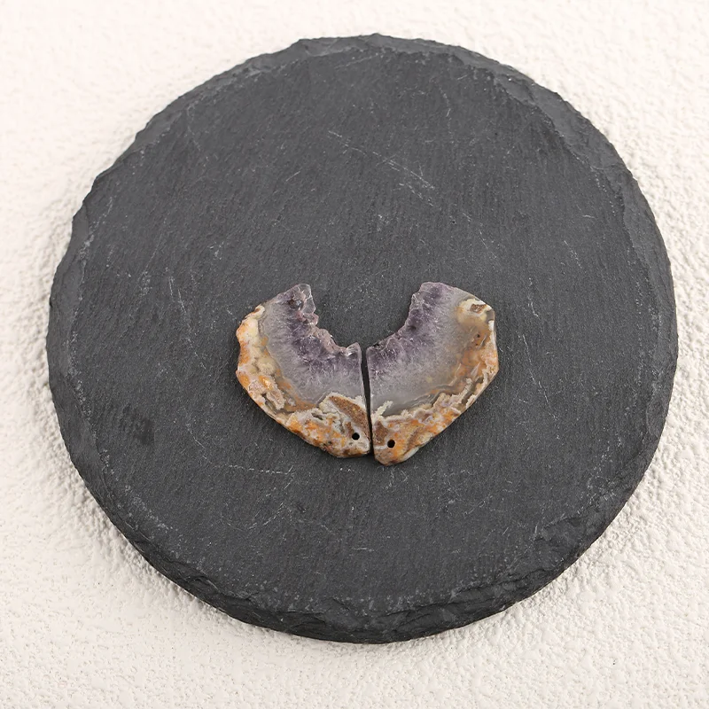 Natural Stone Amethyst Nugget Pendant Bead,Fashion Jewelry Necklace Accessories 29x16x2mm 5.7g