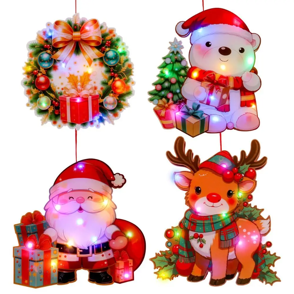 

Cartoon Christmas Luminous Pendant Elk Colorful Lights Luminous Door Hanging Pendant Creative Cute Christmas Decorations Pendant