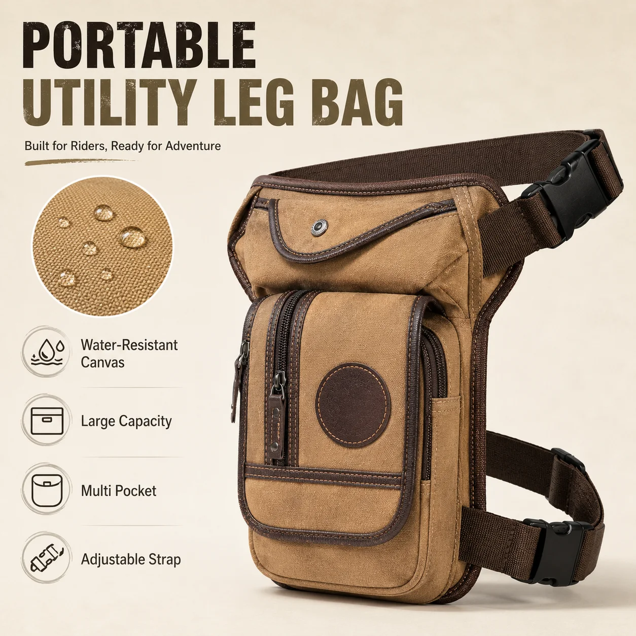 Portable Horse Riding Leg Bag Canvas Nylon Equestrian Waist Pack Large Capacity Outdoor Riding Gear Drop Leg Multipurpose Pouch