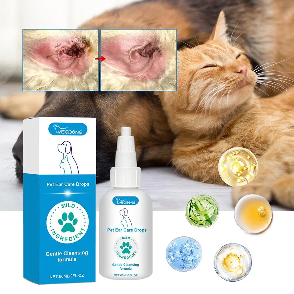 Dog Ear Drop Infection Mite Control Ear Wax Canal Cleaning Eliminator Cleaning Pet Odor Irritation Solution Soothing Ear It D7e7