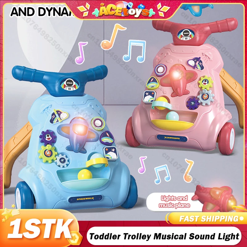 

Toddler Trolley Musical Sound Light Walker Multifunction Exercise Hearing Learn Walk Hand Push Walker Early Educational Toys