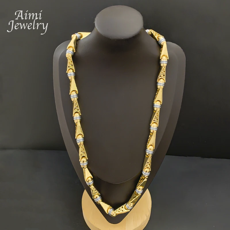 25 Zoll hochwertige Luxus-Halskette mit 18-Karat-Vergoldung für Herren, goldener italienischer Schmuck, Party, Bankett, Geburtstagsgeschenke