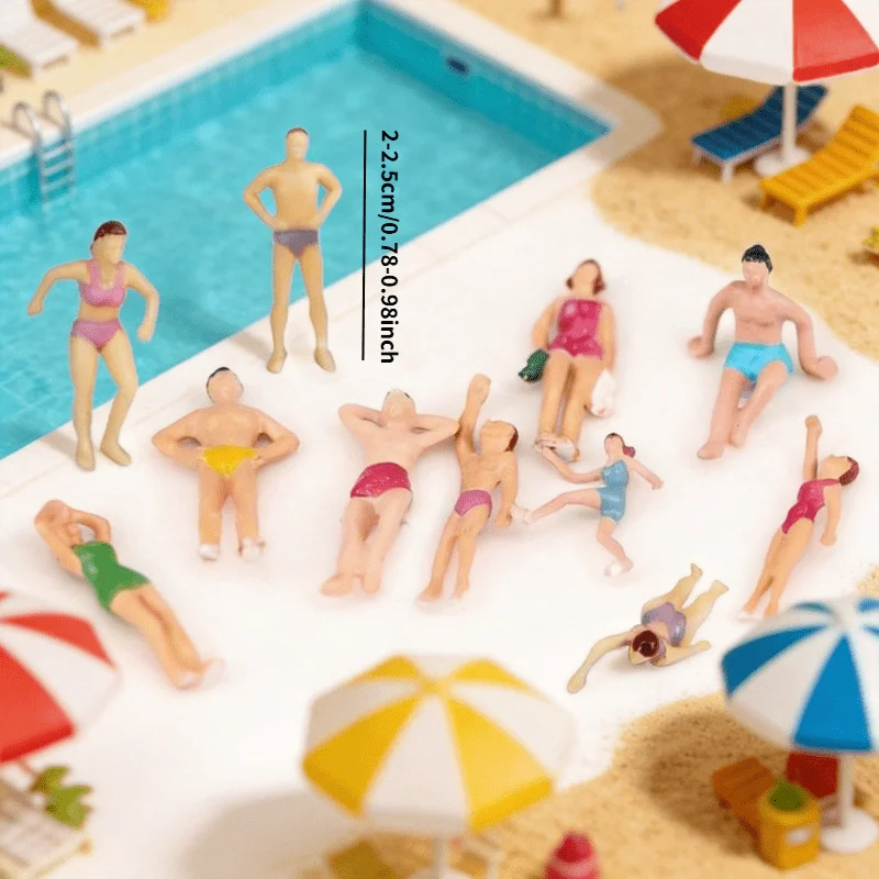8pcs/15pcs Miniature 1:75 Scale Colorful Swimming Beach Figures for Sand Table Model Swimming Competition Enthusiasts