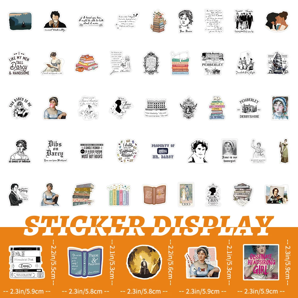 10/30/53pcs Famous British Novelist Writers Stickers Waterproof Graffiti DIY Notebook Phone Water Bottle Cartoon Decal Wholesale