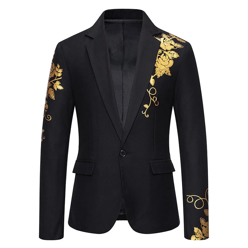 Men's One-button Suit New Fashion Printing Leisure Slim Suit Business Banquet  Wedding Dress Suit Men's Blazer