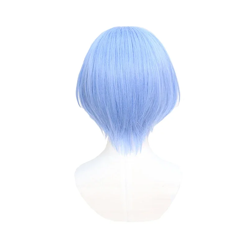 Anime SK Langa Cosplay Wig Gradient Blue Short Straight Middle Part Mullet Hair Heat Resistant