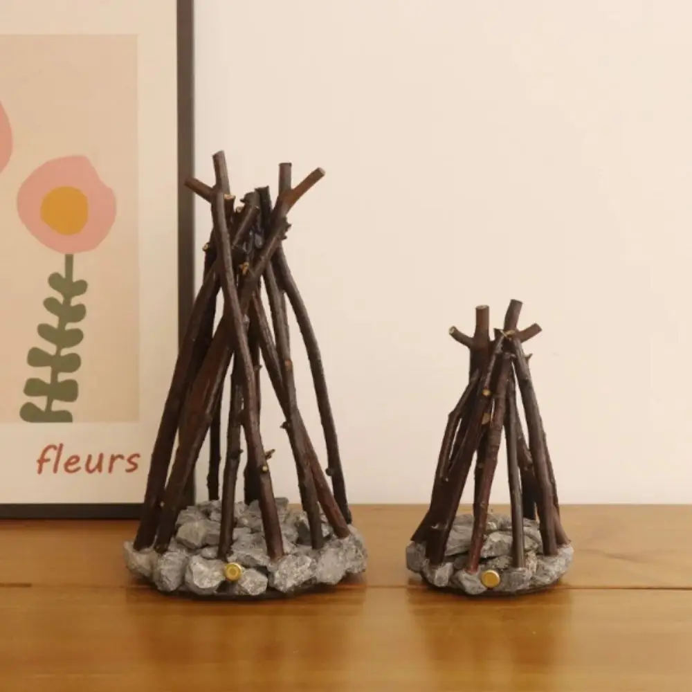 3D Flame Effect LED Bonfire Night Light Branch Shape Glowing Effect Three-dimensional Desktop Decoration Burning Simulation