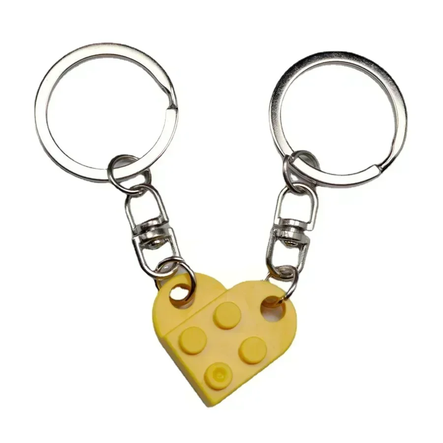 Cute Love Heart Building Block Keychains for Couples Women Men Friendship Separable Love Heart Brick Key Ring Jewelry Gift image 4