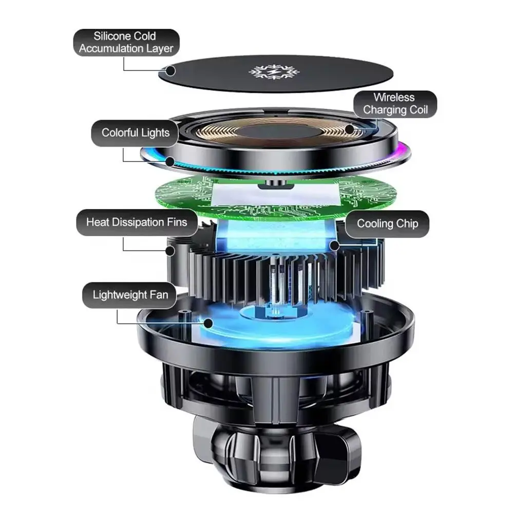 15 واط الجليد التبريد المغناطيسي شاحن سيارة لاسلكي محطة شحن سريع آيفون 15 14 13 12 برو ماكس MacSafe حامل هاتف السيارة X3E3 #1