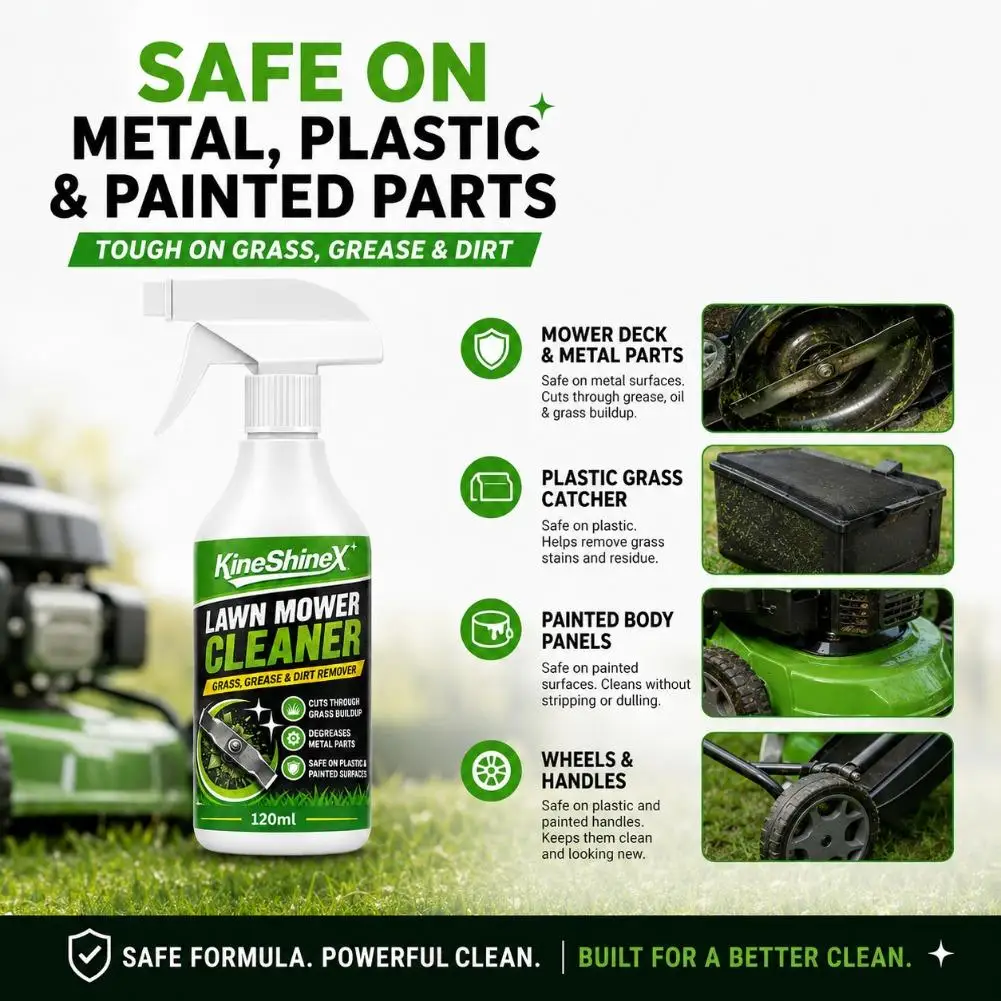Lawn Mower Cleaner Foaming Spray 120ml Concentrated Grass Stain Remover Portable Foam Cleaner for Lawn Mower Deck Wheels