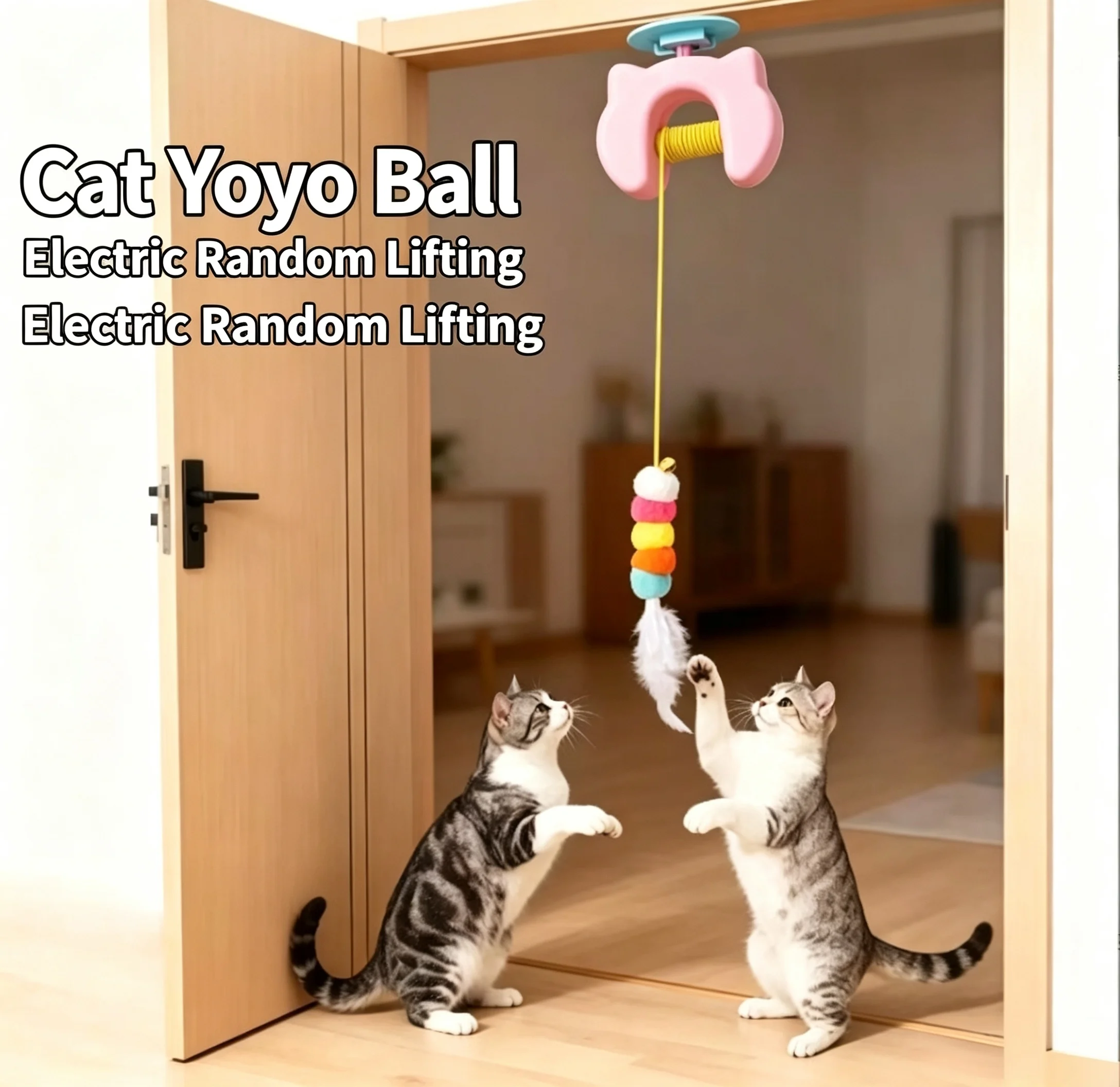 Electric Cat Toy with 2 Ropes Auto Swing Feather Toy Interactive Kitten Toy For Self Playing  Caterpillar Interactive Cat Toys